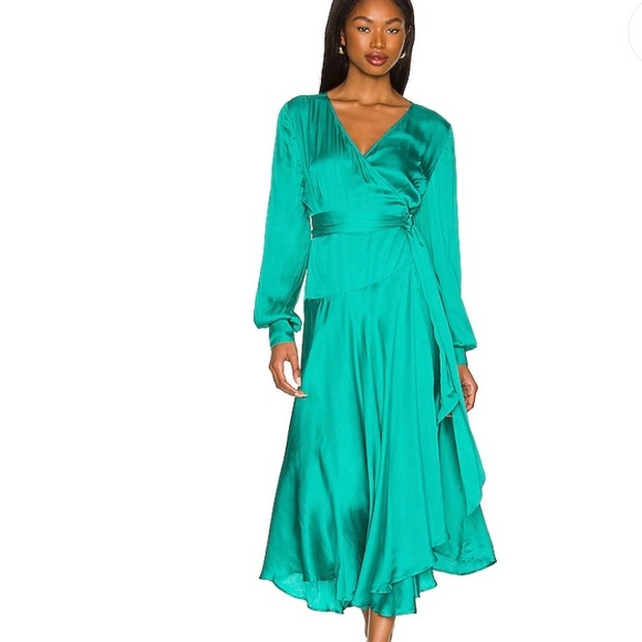 Karina Grimaldi Noelle Wrap Dress in Emerald - Picture 6 of 6
